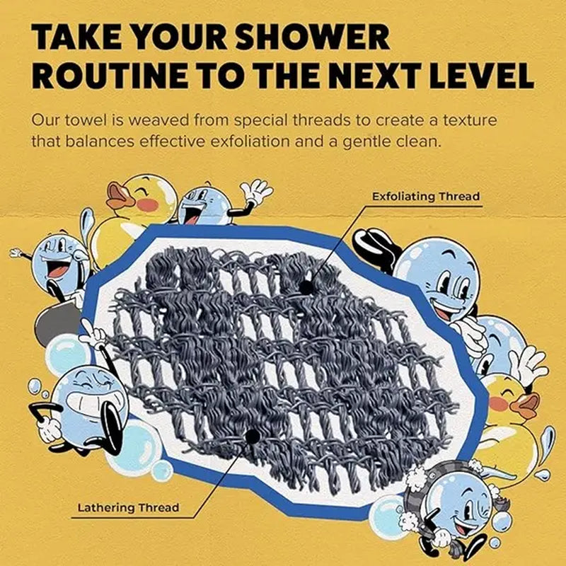GOSHI Exfoliating Shower Bath Towel - Rip-Resistant Personal Exfoliating Washcloth, Cleaning, Scrubber for All Skin Types - Made in Japan